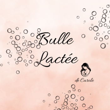 Logo Bulle Lactée de Carole avec des bulles et un dessin de maman avec son bébé